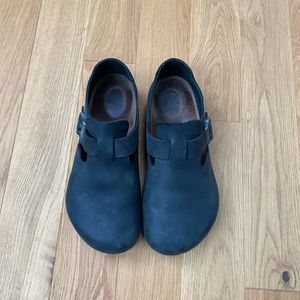 Black Oiled Leather Birkenstock London Size 39
